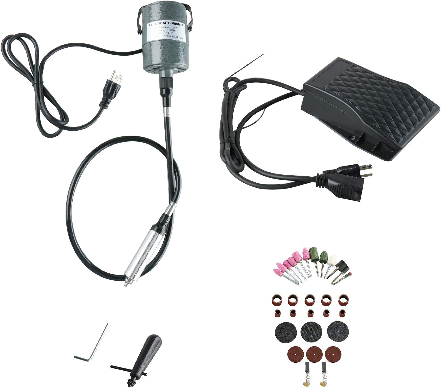 1/4" HP 380W Flex Shaft Hanging Grinder, 23000 RPM Multi-function Rotary Tool Repair Kit with Foot Pedal Control (380W)