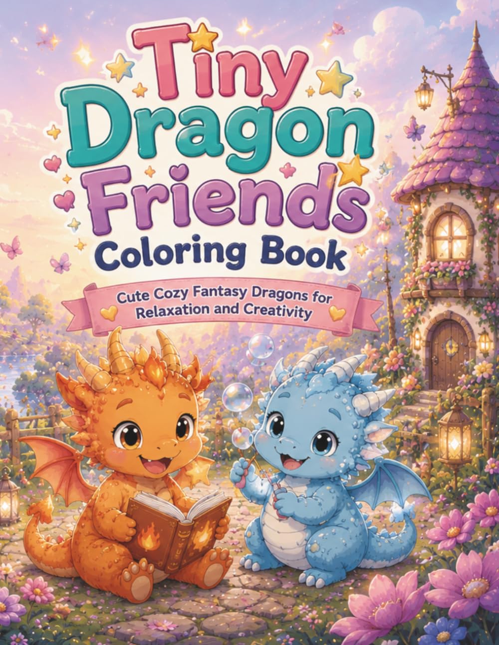 Tiny Dragon Friends Coloring Book: Cute Cozy Fantasy Dragons for Relaxation and Creativity (Fantasy Worlds Coloring Collection)