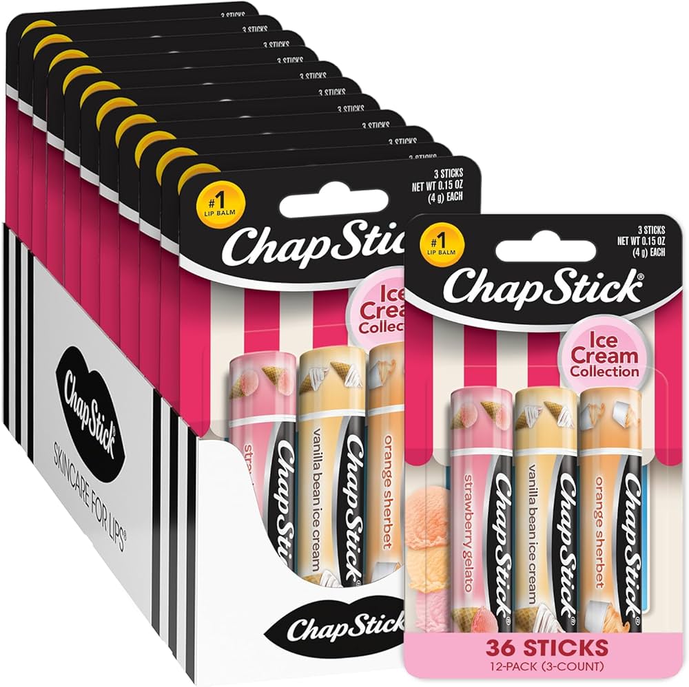 Amazon.com : ChapStick Bulk Lip Balm, Ice Cream Collection, 3
