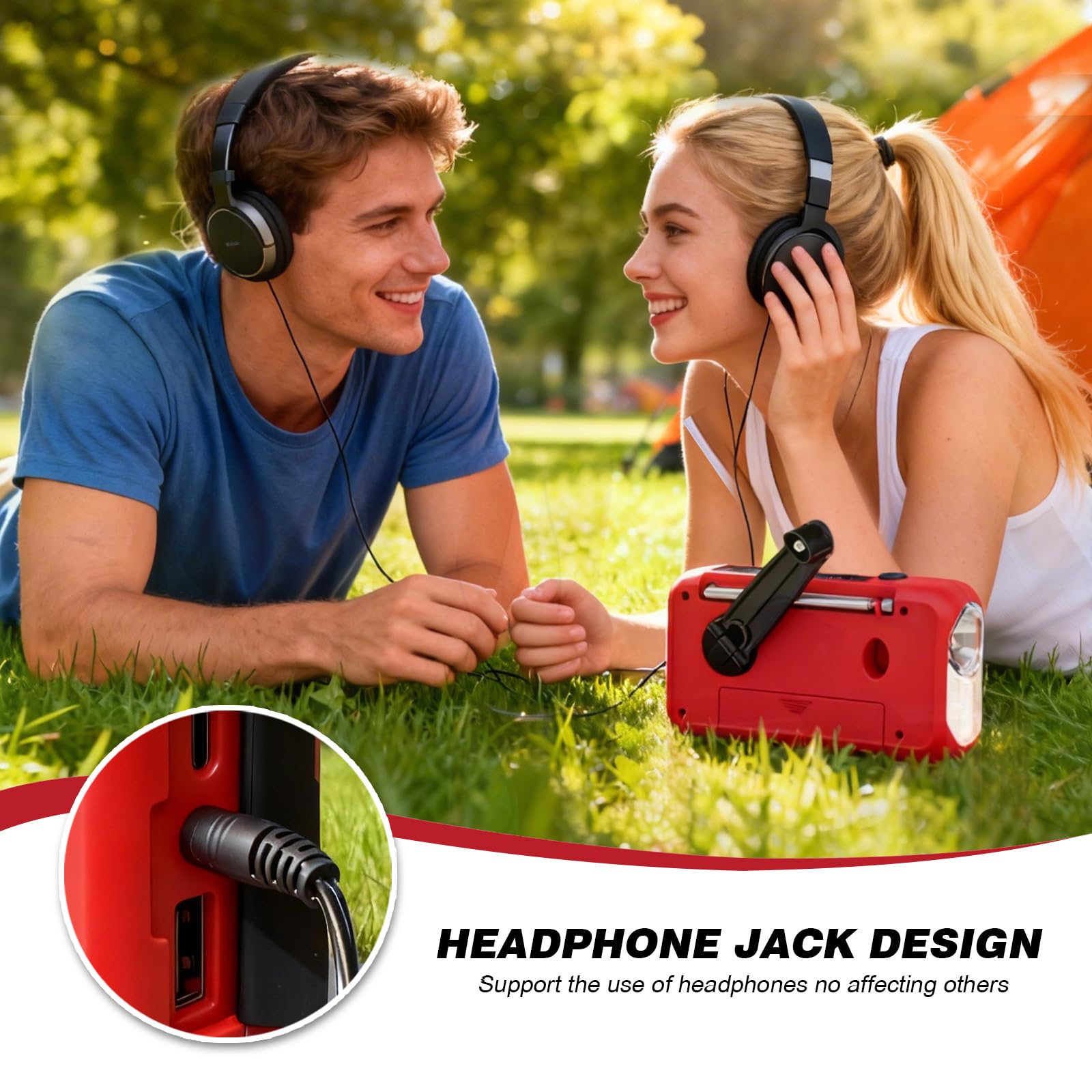 Radio Awaryjne, Gemmac AM/FM Radio Słoneczne z Korbką 2000 mAh Power Bank USB 3-Drożne ładowanie Awaryjne z Alarmem SOS Latarka i Wejściem Słuchawkowym Przenośne Radia na Zewnątrz Kemping Podróże