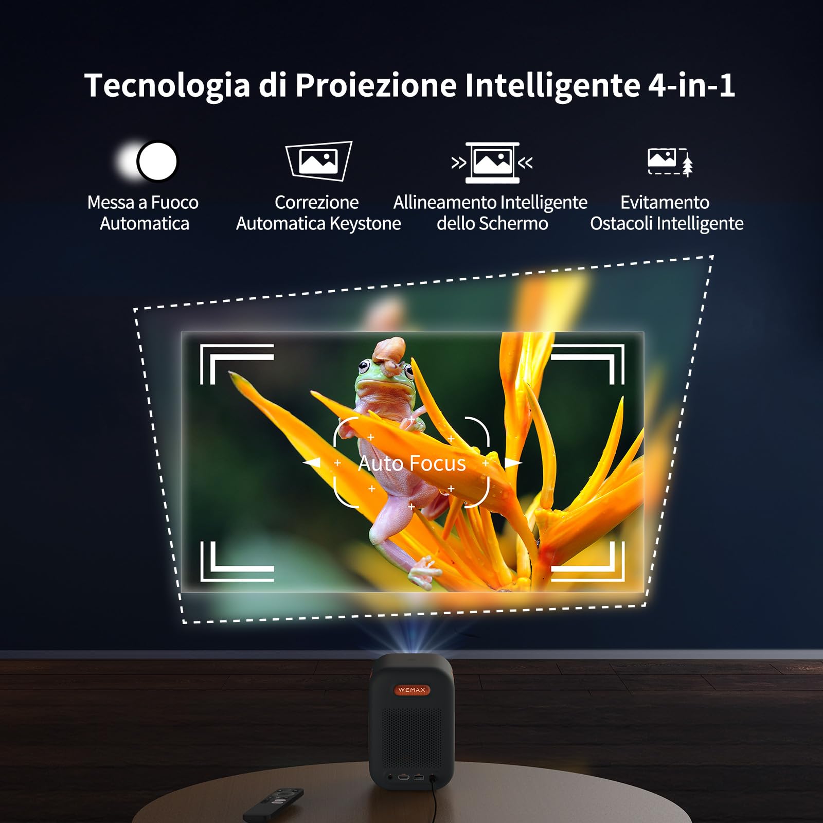 WEMAX Mini Proiettore Certificato Netflix & Google TV Smart Proiettore Portatile 4K & 1080P Nativo Dolby Audio WiFi Bluetooth Home Cinema Esterno