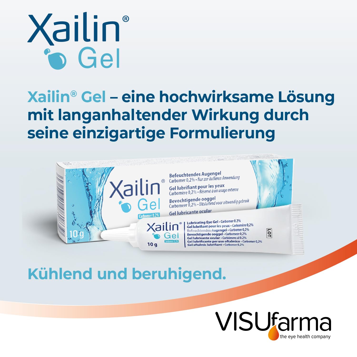 Xailin Gel – Gel hidratante para ojos | Alivio de ojos secos | 10 g | De larga duración, amigable con lentes de contacto, sin conservantes, dosificación sencilla