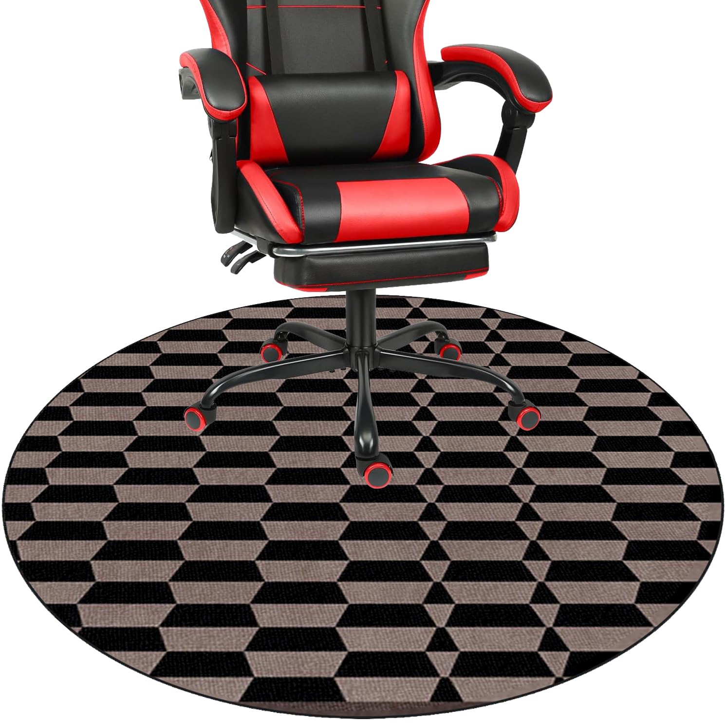 Fcenghox 1750A Heavy Duty Gaming Chair Mats For Carpeted And Hardwood Floor Round Office Computer Desk Chair Mat 70 Cm Floor Protector For Gaming Chair With Anti-Slip Backing, Under Desk Low Pile Gaming Rug
