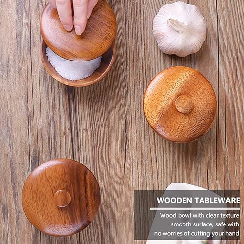 Miniatura 7 de Tazón de madera con tapa de madera para servir con tapa, cuenco de arroz de madera natural, plato de sopa de fideos, contenedor de alimentos,