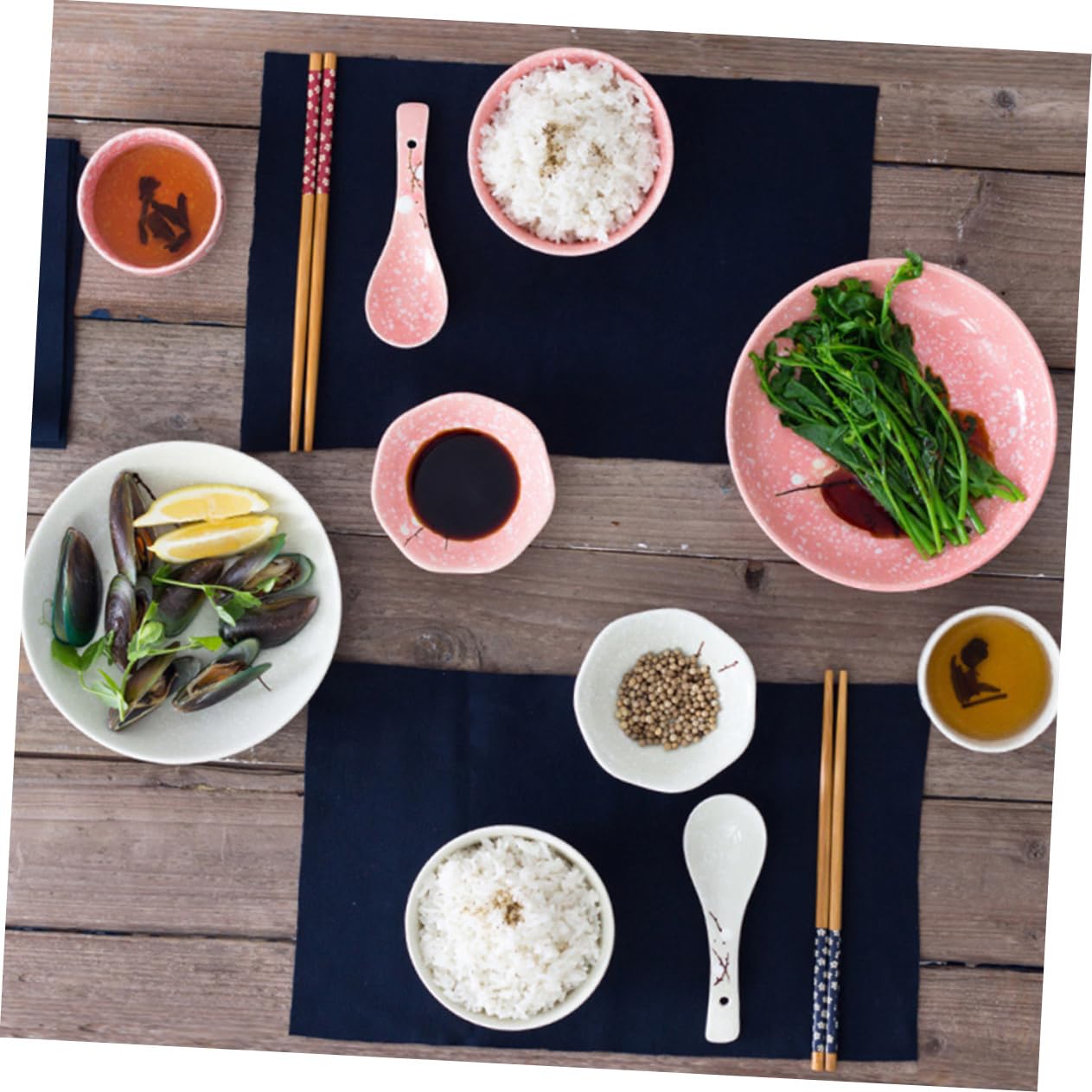 Service de Table Japonerie en Céramique Rose, 12 Pièces pour Maison | Style Délicat, Usage Maison ou Restaurant, Ensemble Unique, Finition Rose, Composition Céramique