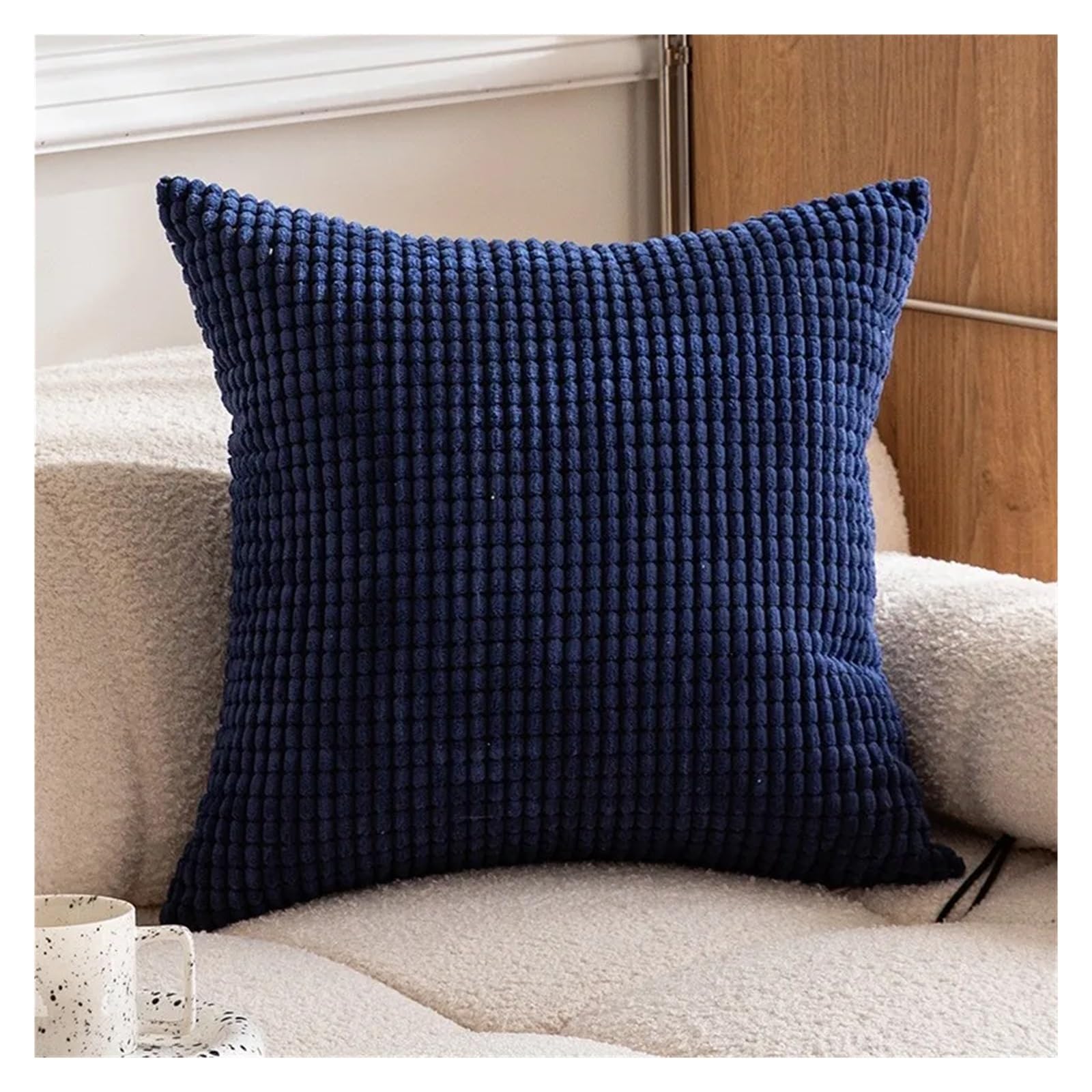 SHBHWS Plush Pillowcase 45/50/55/60/66cm Cushion Cover For Home Living Room Sofa Decoration For Living Room Sofa(DARK BLUE,55x55cm)