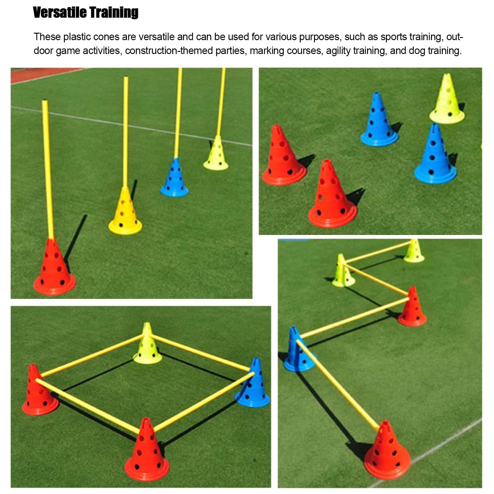 Slalomstangen Fussball Agility Stangen 5/10/15Pc Haustiere Hund Agility Training Kegel und Stangen, Abnehmbare flexible Trainingsslalomstangen, Multi-Sport-Übungsgeräte für Erwachsene und Jugendliche