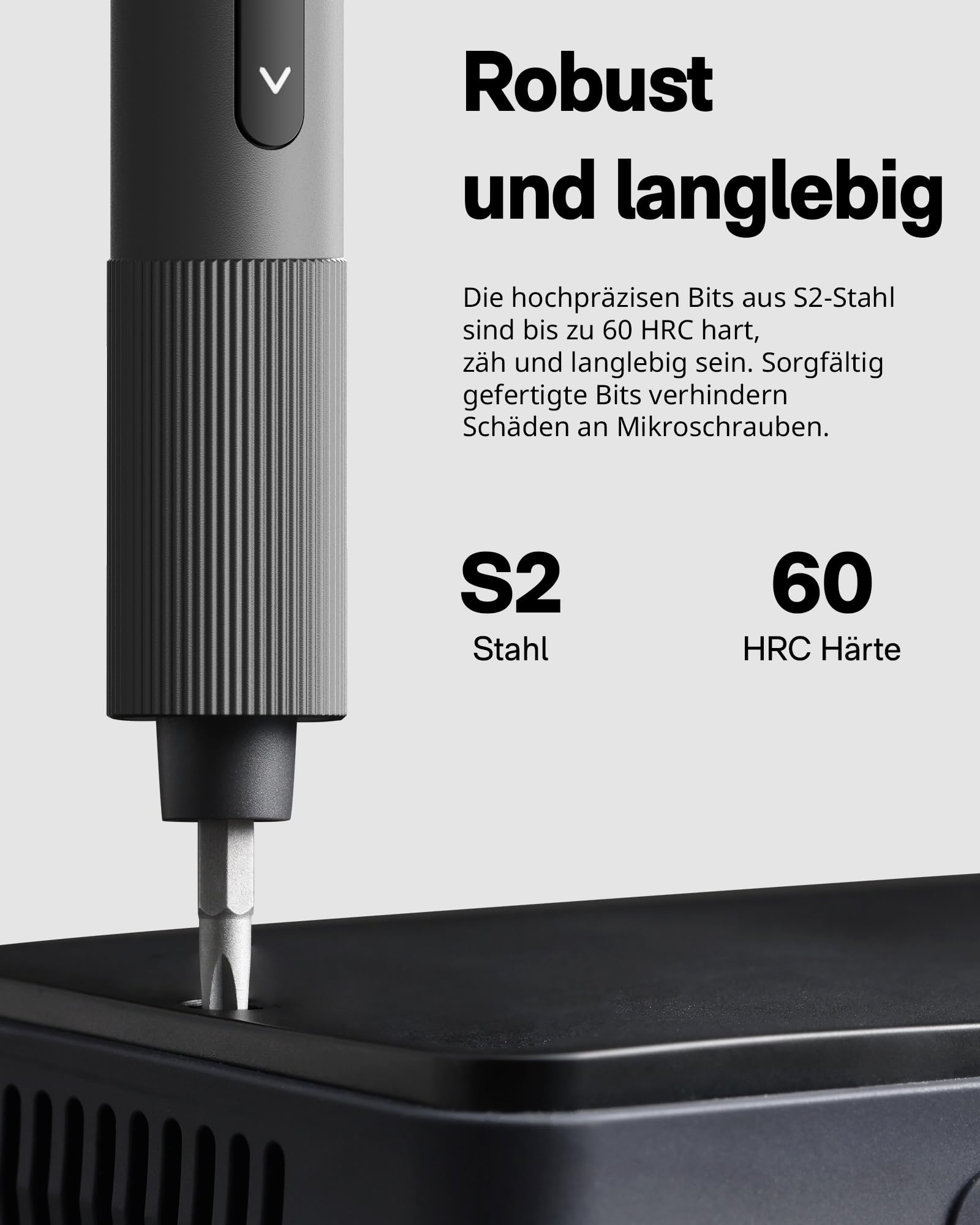 HOTO Elektro Schraubendreher Set, 0.2 N.m Magnetischer Schraubenzieher | Mini Präzisions Schraubendreher für Brillen, Uhr, Handy, PC, 25 Bits Elektrischer Schraubenzieher Set, 170 U/m, C4×28 mm