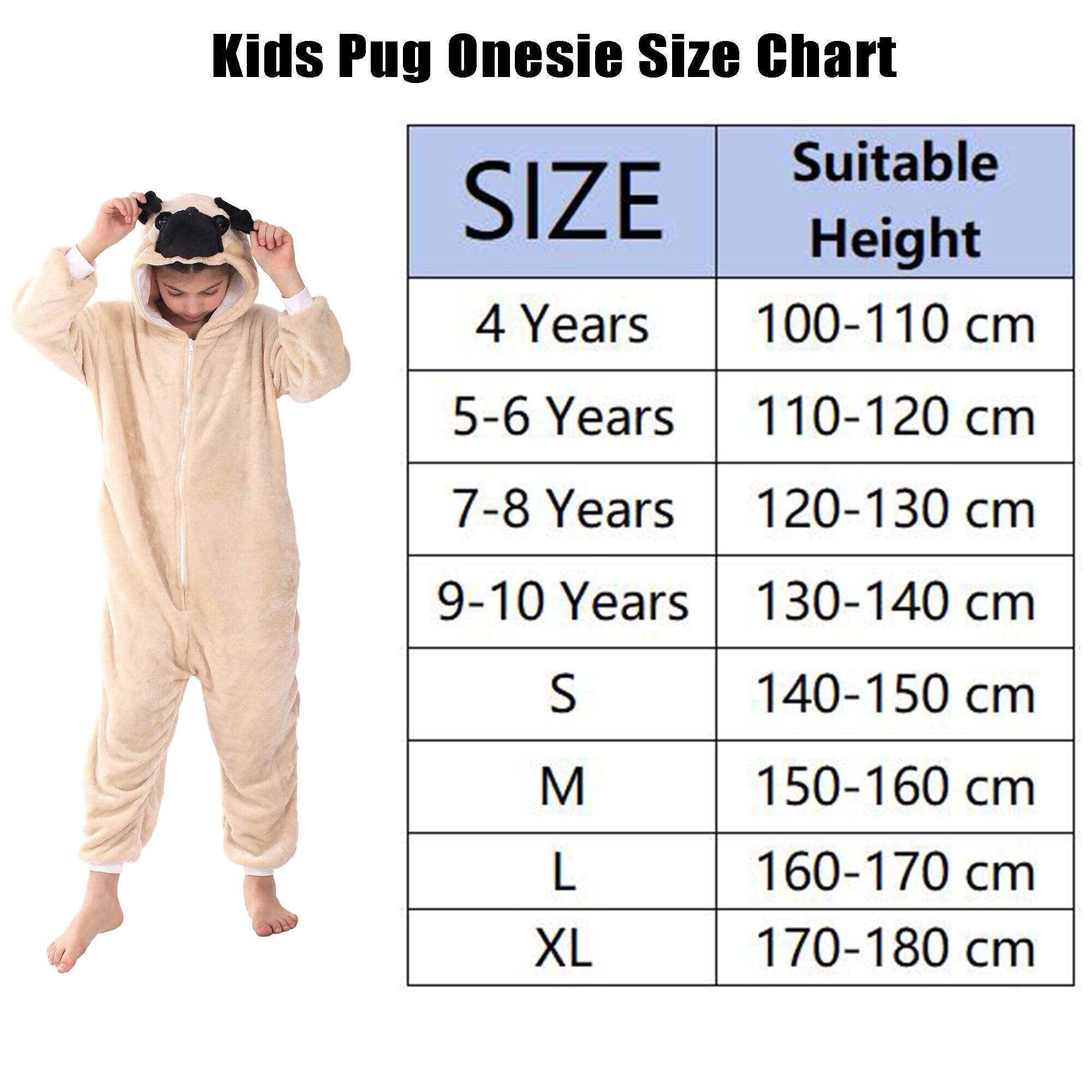 WAFUNNE Flannel Dog Costume Cosplay Halloween Animal Onesie for Kids Adults Boys Girls Child Pug M - Image 2