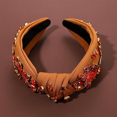 Miniatura 5 de NVENF Diadema de Acción de Gracias para mujer, con cuentas de pavo, accesorios de otoño, diadema con perlas y diamantes de imitación, diadema