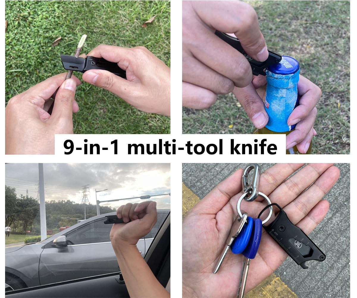 XINYIKNIFE Multi-function Keychain Knife with Wrench Pry Tool Bottle Opener And Can Opener Multitool Small EDC Knife with — view 6