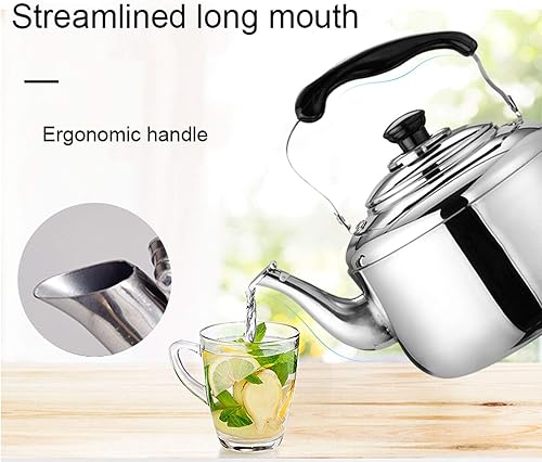 Miniatura 2 de Tetera, tetera, hervidor de té de 5 litros, estufa de acero inoxidable, tetera silbante apta para todo tipo de estufas
