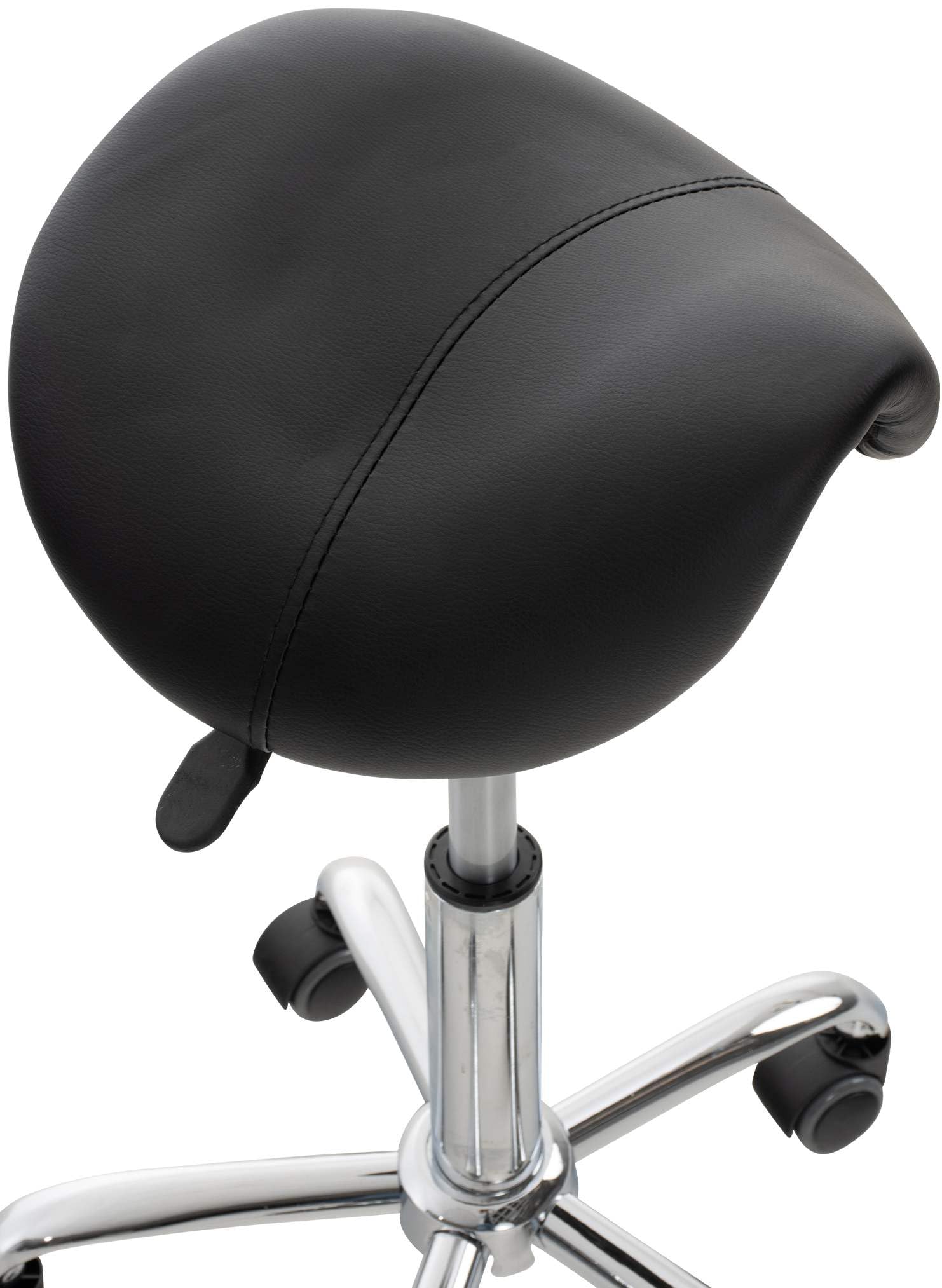 CLP Tabouret de Travail Reno Similicuir Chaise Réglable en Hauteur Pivotante Piétement Métal Noir