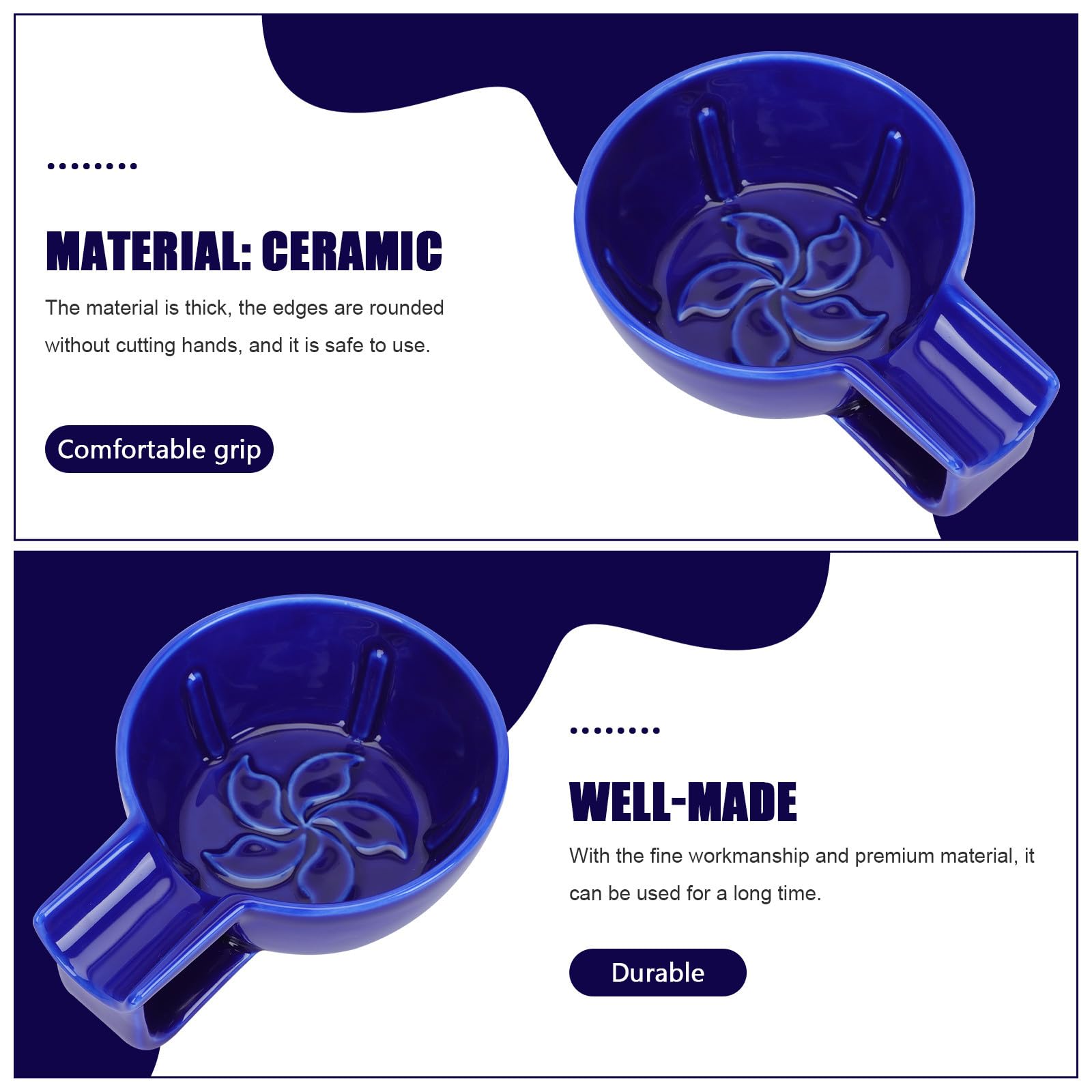 ERINGOGO Ciotola da Barba in Ceramica Blu per Uomini, Design a Grande Capacità Bordo Arrotondato, per Uso Casalingo e Creazione di Schiuma da Barba Delicata