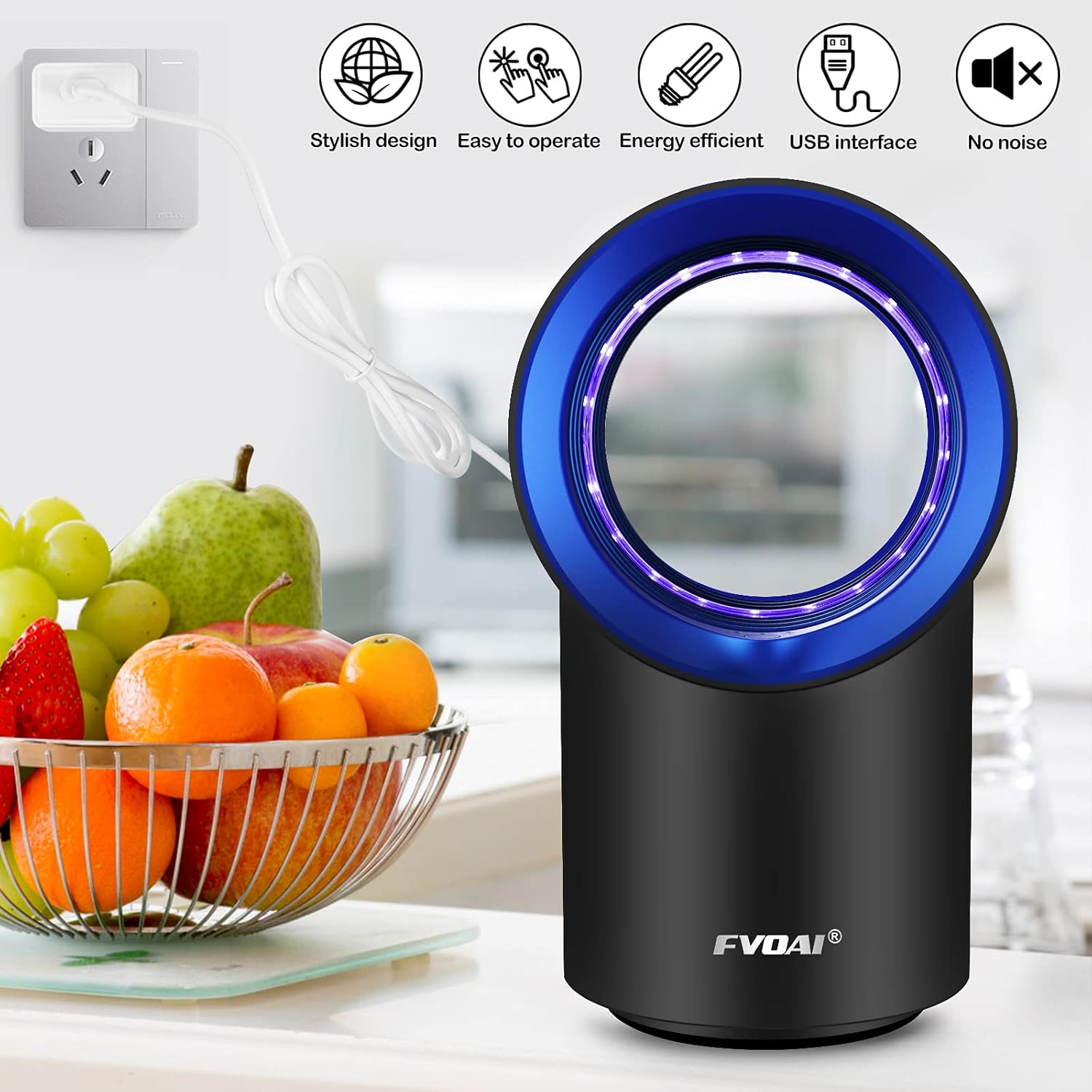 FVOAI Fly Trap Indoor, Fruit Fly Catcher Mosquito Killer Insect Trap with Sticky Glue Boards(Black-Blue) : Patio, Lawn & Garden