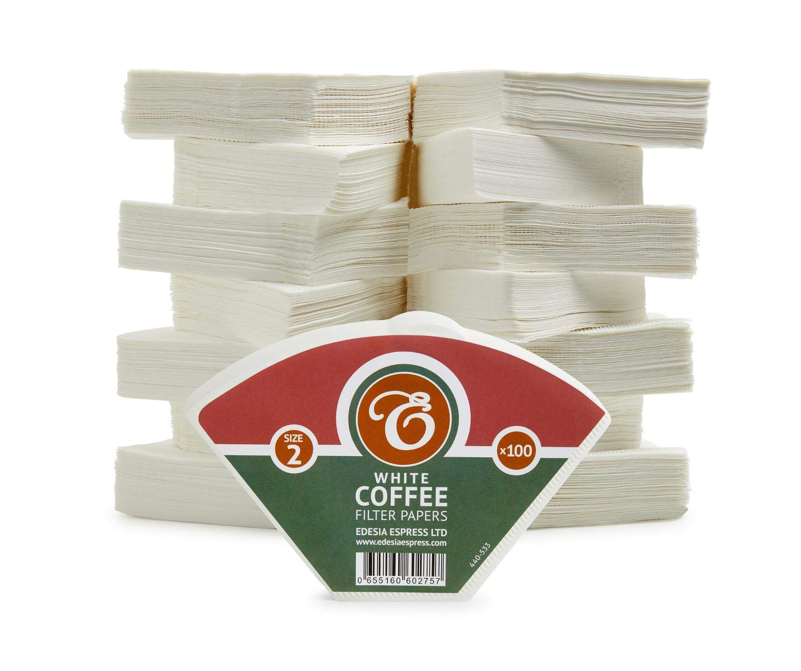 1500 Size 2 Coffee Filter Paper Cones, White by EDESIA ESPRESS