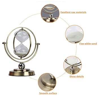 Large Hourglass Timer 60 Minute, Decorative Hexagon Frame Sandglass With Blue Sand