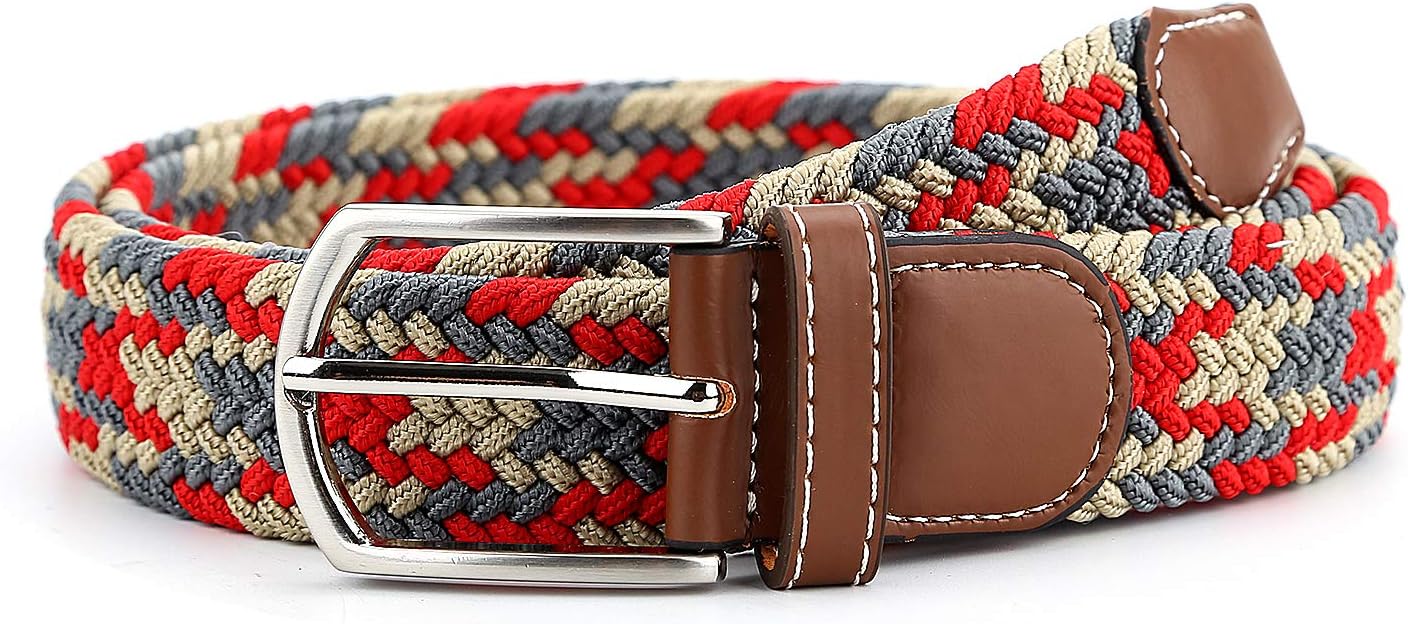 Braided Canvas Woven Elastic Stretch Belts for Men/Women/Junior with Multicolored - Image 2