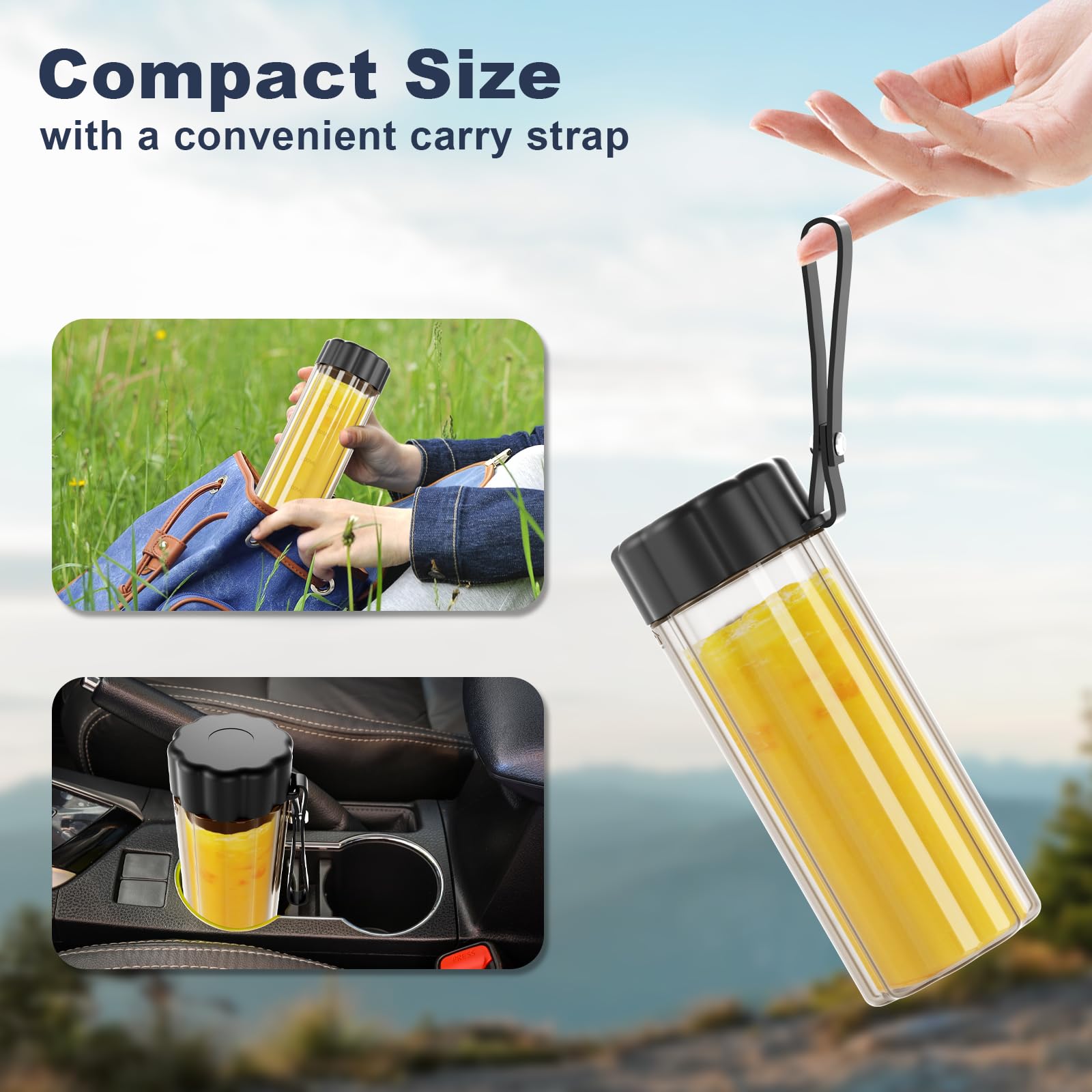 COKUNST Mixeur Portable pour Shakes et Smoothies, 22000 TR/min Puissant avec 6 Lames, 500 ml Mini Blender avec Couvercle de Voyage pour Cuisine, Salle de Sport, Bureau