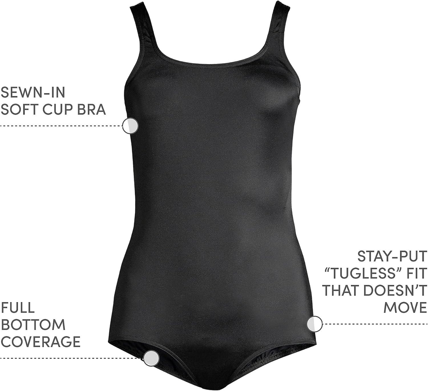 Lands' End Women's Chlorine Resistant Soft Cup Tugless Sporty One Piece Swimsuit - Image 4