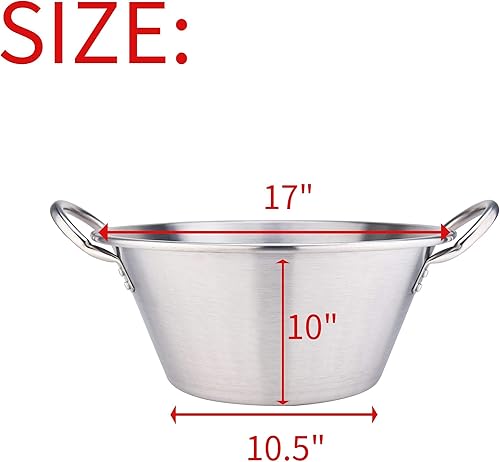 Miniatura 5 de ARC, CSD422S - Aprobación NSF de acero inoxidable resistente, fondo sándwich, acero inoxidable, Cazo para carnitas de cobre, Plancha para tacos, wok