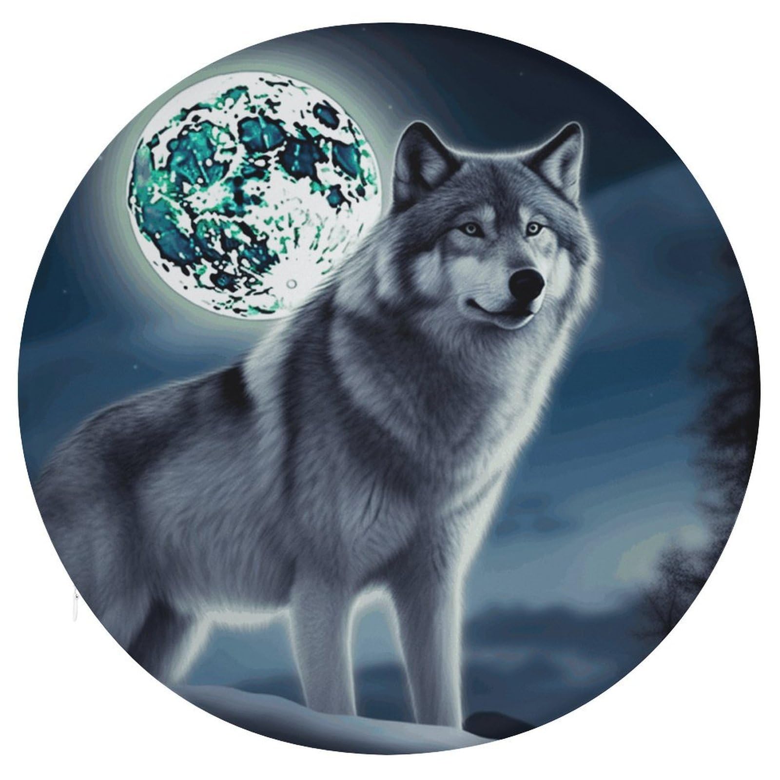 FekiLoot Wolf Under Moon Seat Cushion Comfort Memory Foam Seat Cushion Chair Pad Soft Round Stool Cushion Chair Cushion Removable Washable Cover for Home Office Outdoor Bistro 15.35 Inch