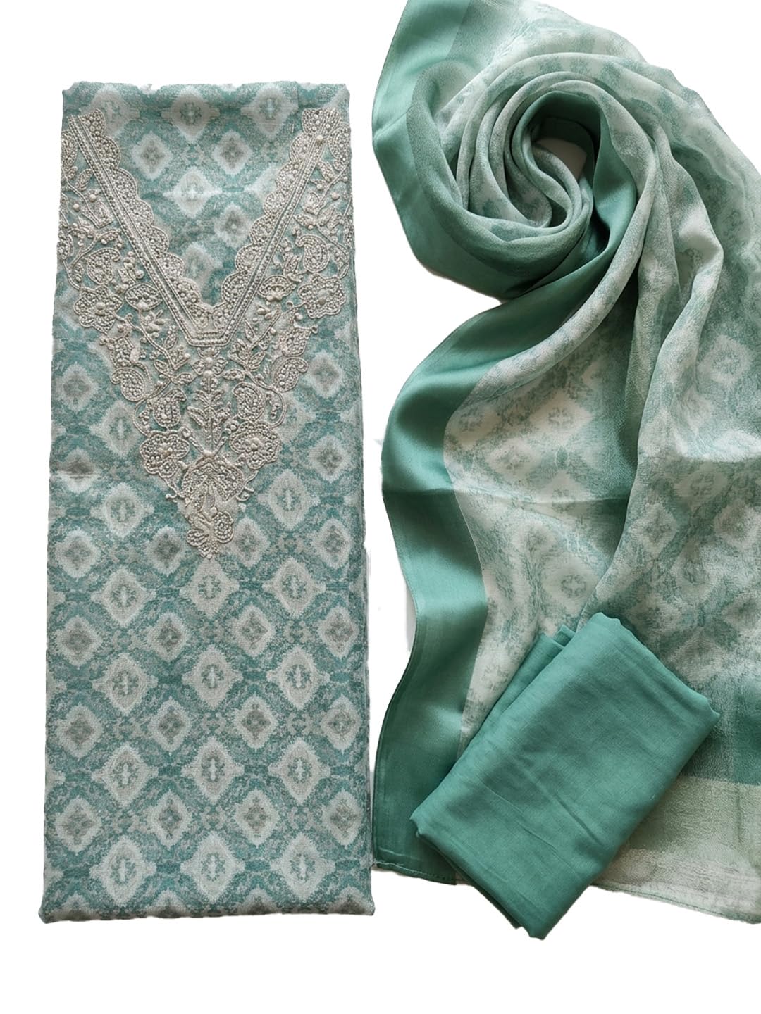 Printed Cotton Unstitched Kurta with Bottom & Dupatta-image-17