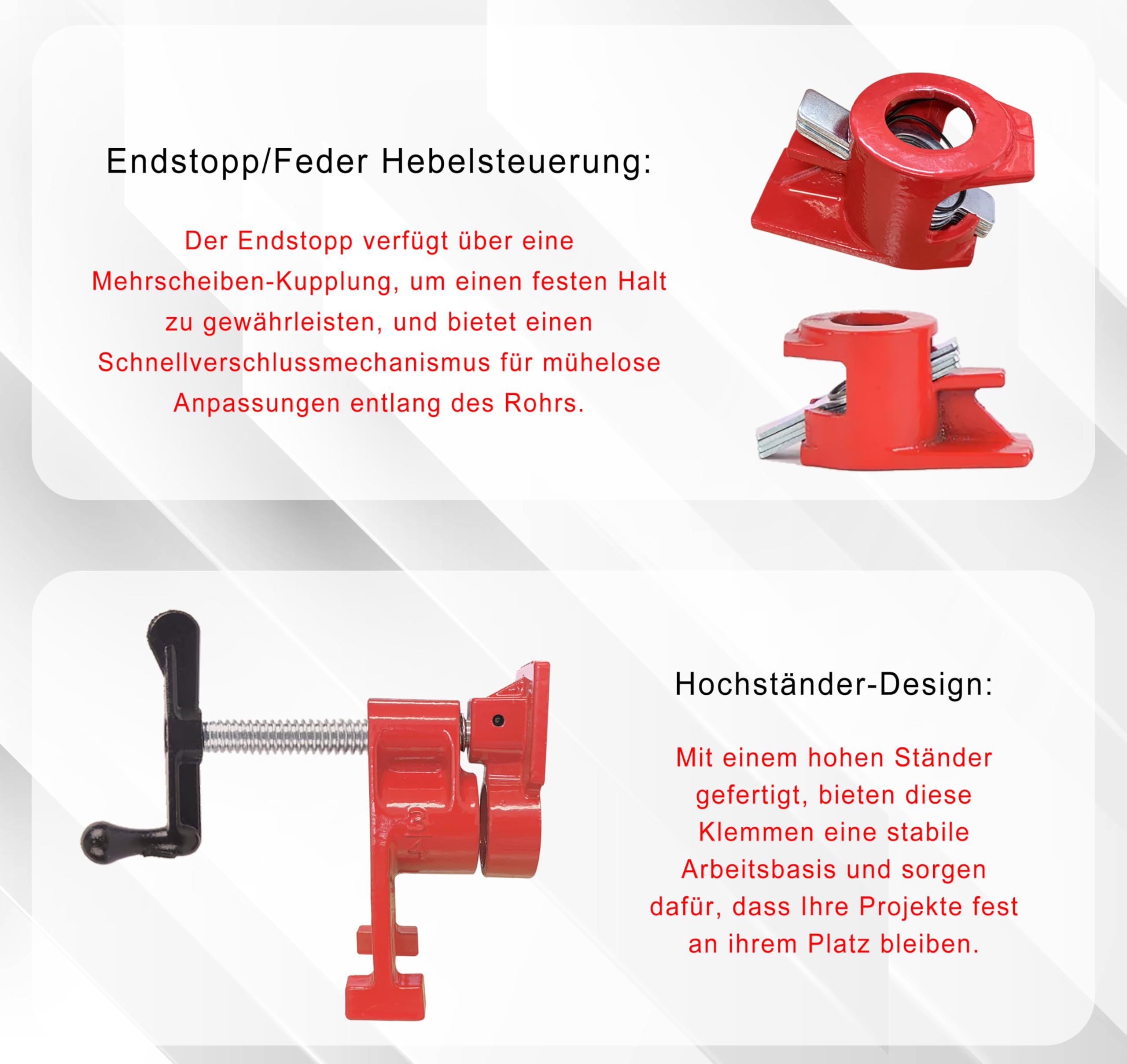 HimaPro 19 mm H-Style Profi-Rohrzwingen-Rohrschraubzwinge- Entwickelt für Holzverarbeitung, Tischlerei, Heimwerkerprojekte und DIY-Arbeiten (4er-Pack) | Schnellwechsel-Design für Holzbearbeitung, Tischlerei, Heimwerker und Heimwerker