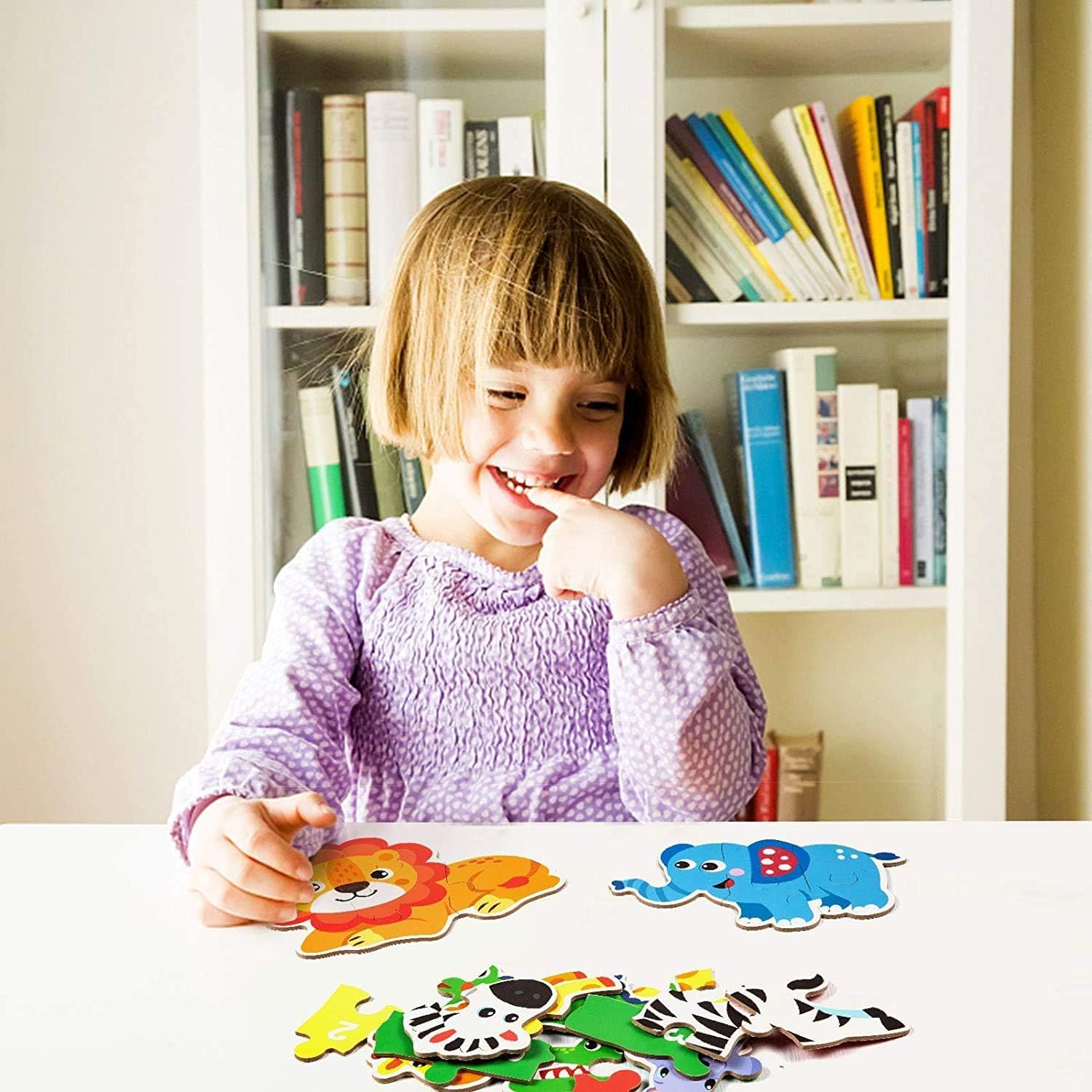 6 Pack Rompecabezas Puzzle Juguetes Bebes para Niños de 1 2 3 4 5 Años, Puzzle, Regalos 3D Patrón Puzles, Montessori Educativos, con Caja de Rompecabezas de Metal - Animal