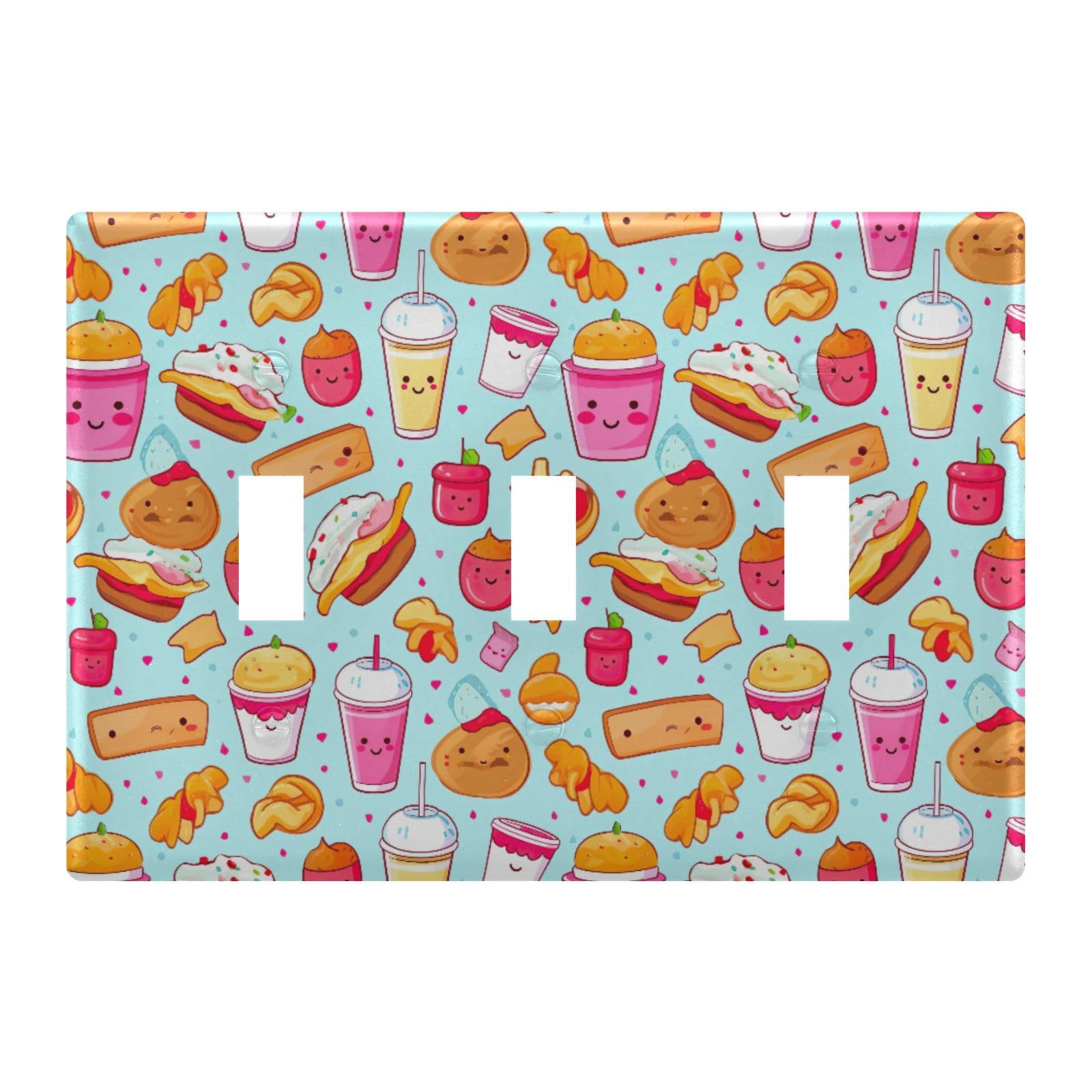 Light Switch Cover Cartoon Food Wall Plates for Electrical Outlets 3 Gang 202a8510