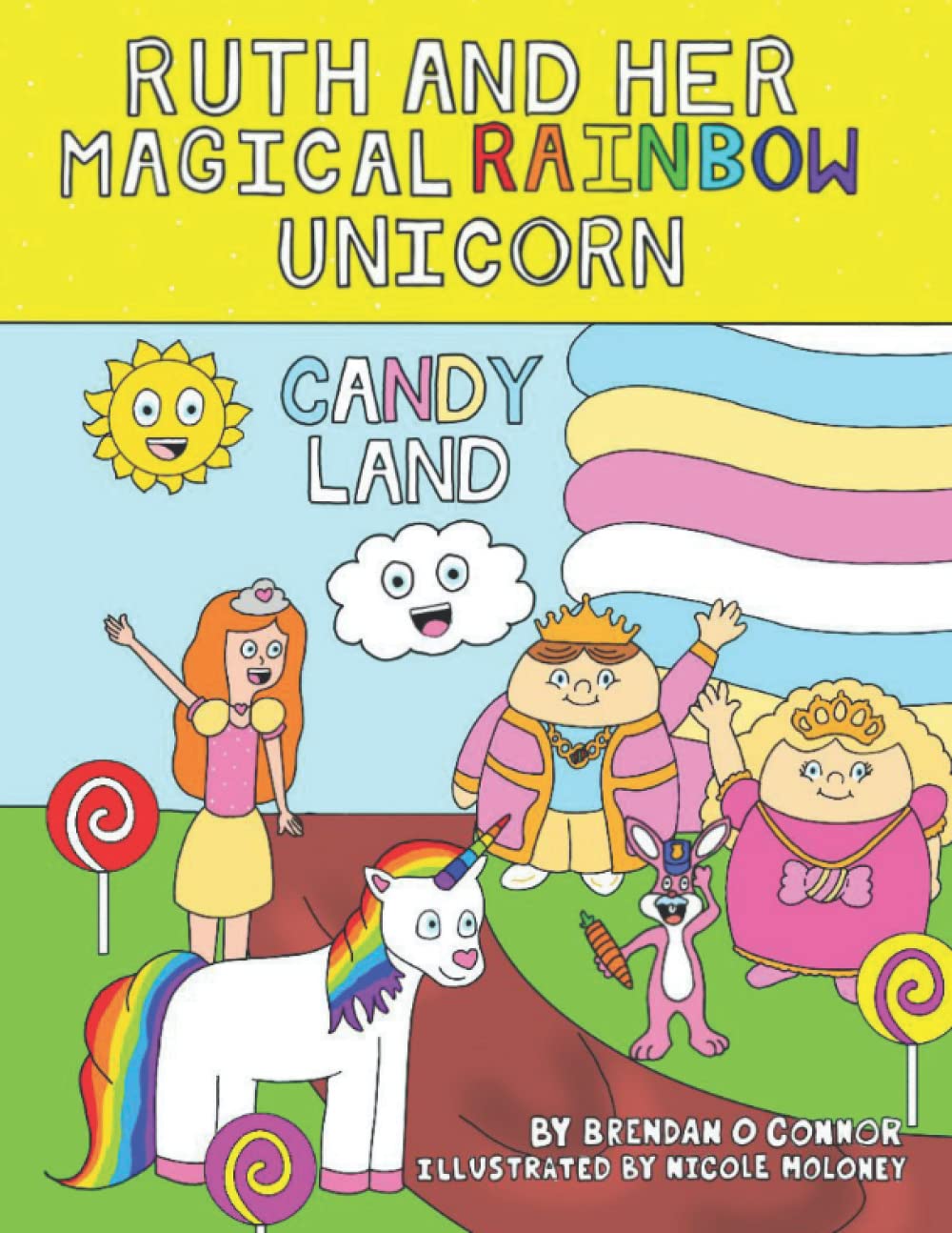Ruth and her magical rainbow unicorn. Candy land.