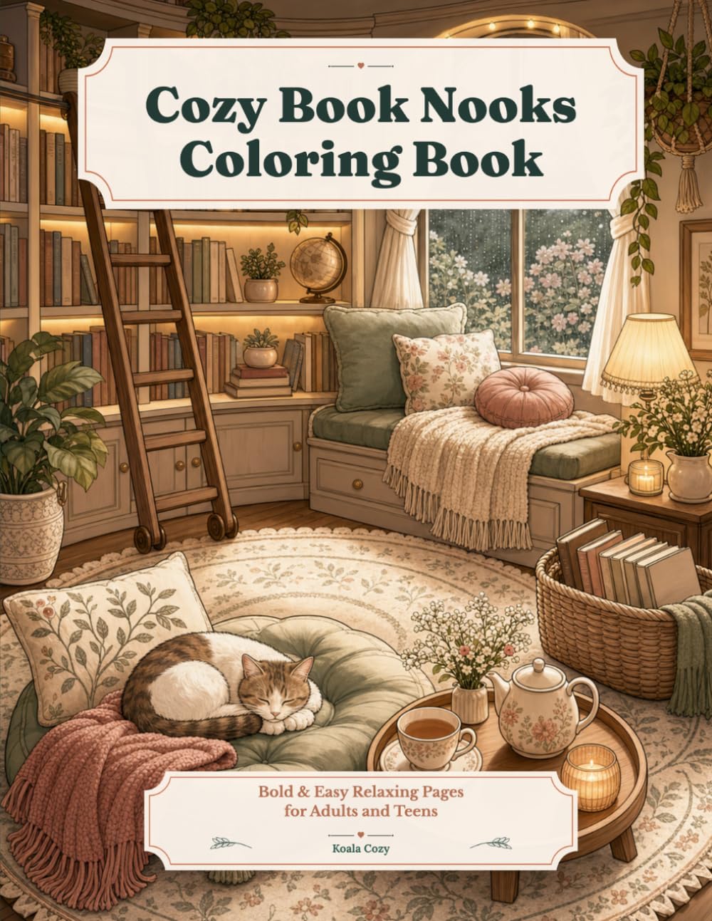 Cozy Book Nooks Coloring Book: Bold & Easy Relaxing Pages for Adults and Teens (Koala Cozy Coloring Collection)