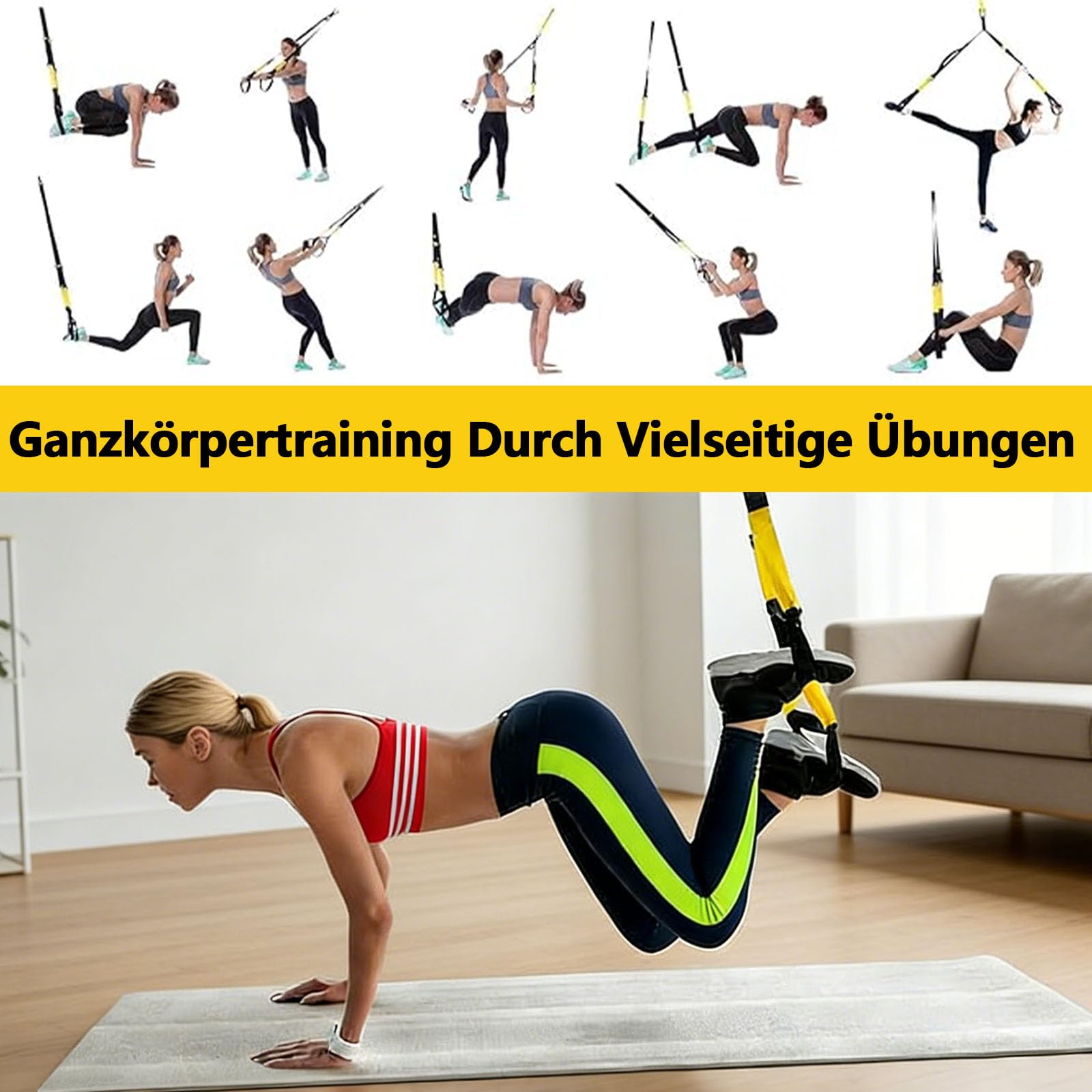 Entraîneur en boucle avec ancrage de porte et sangle de fixation, ceinture d'entraînement en suspension équipée d'un Dai allongé, sac de rangement pour la maison, l'extérieur et les voyages