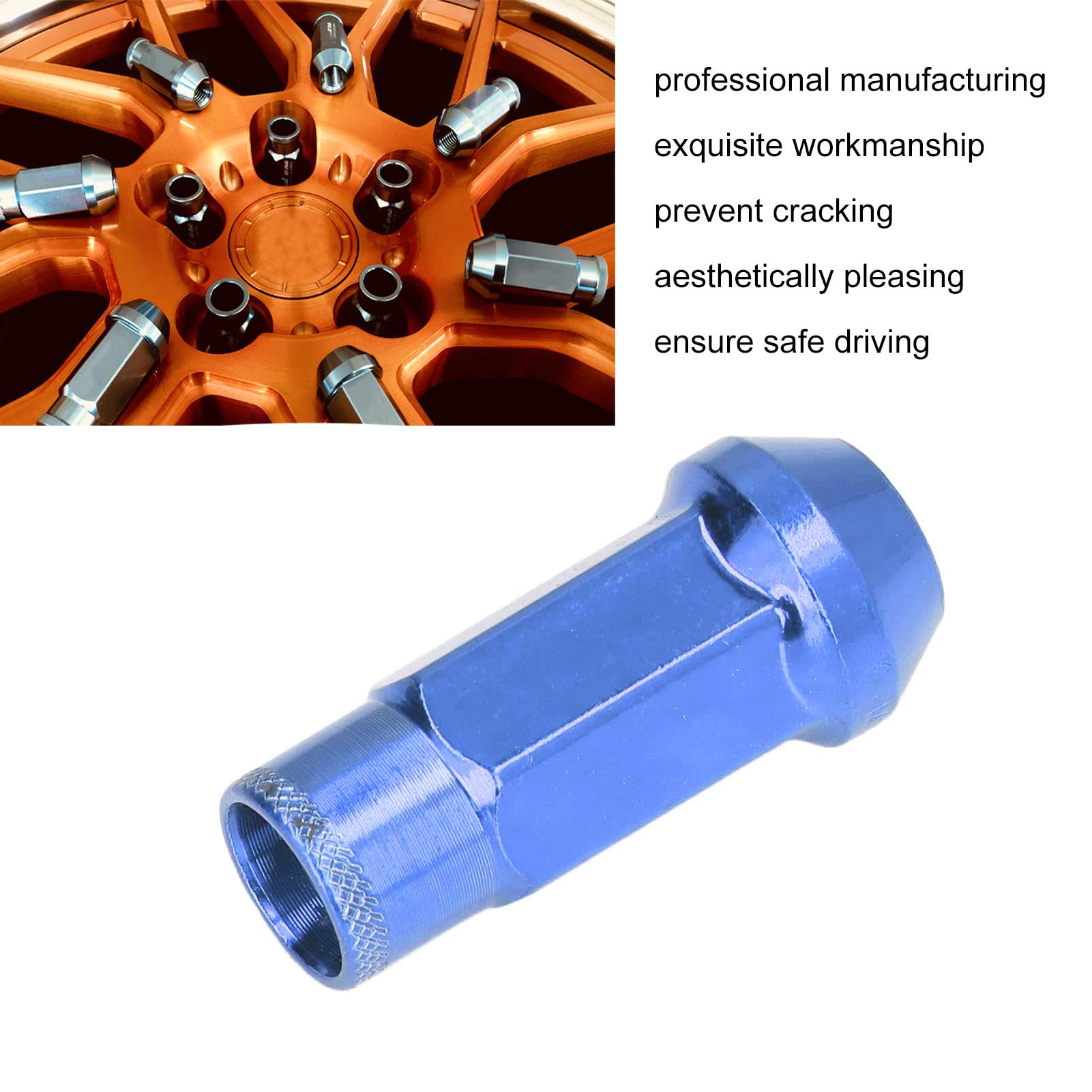 KIMISS Radmuttern, Universal 20 Stück M12x1,25 Metall Radmuttern Universal Autozubehör(Blau)