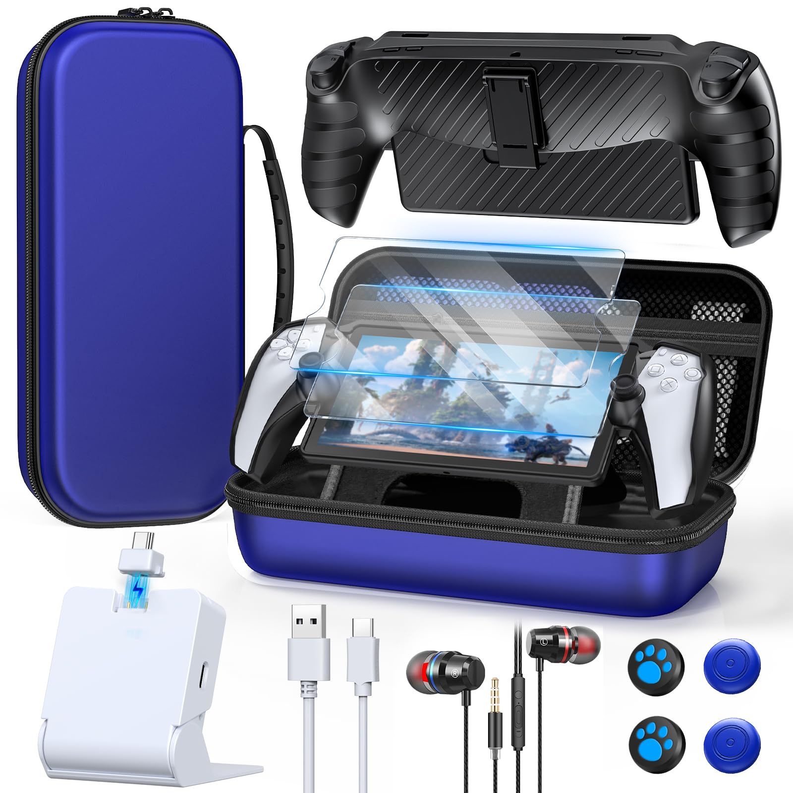 Accessories Set for PlayStation Portal EVA Travel Case for PS Portal Consoles Portable Charging Dock TPU Cover Case