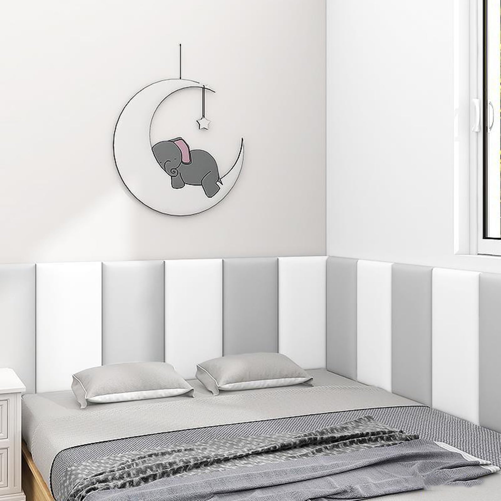 HSIRYAOHD Padded Wall Panels, Wall Panelling Kits Kids 3D Anti Collision Wall Padding for Bed, Peel and Stick Headboard, Tatami Wall Stickers for Bedrooms, Children's Room Dance Cl