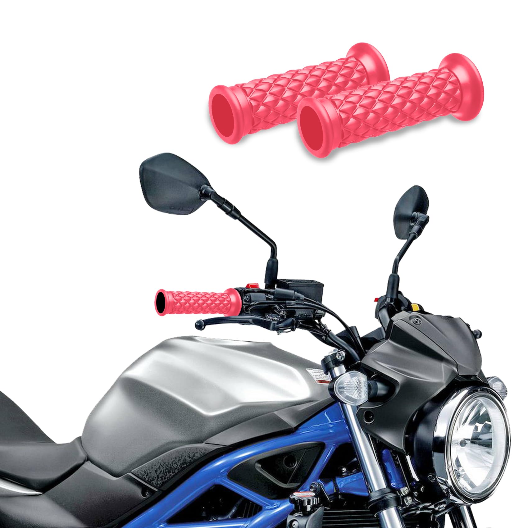 HAOBO2Pcs Motorcycle Handlebar Grips, 7/8" 22mm 24mm Motorcycle Comfort Hand Handlebar Grip Thruster Grip, Non Slip Rubber Hand Handle Grips Dirt Bike Parts Universal for Motorcycle, Bike