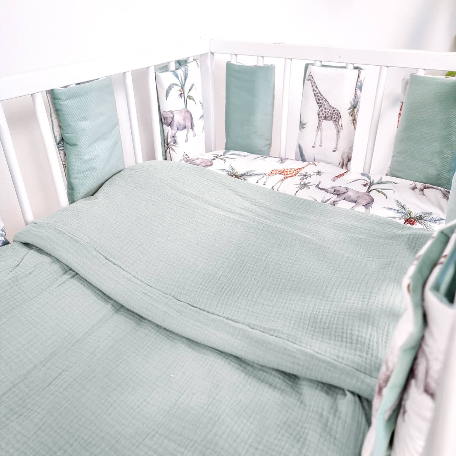 Sevira Kids - Almohada plana reversible de algodón, Safari