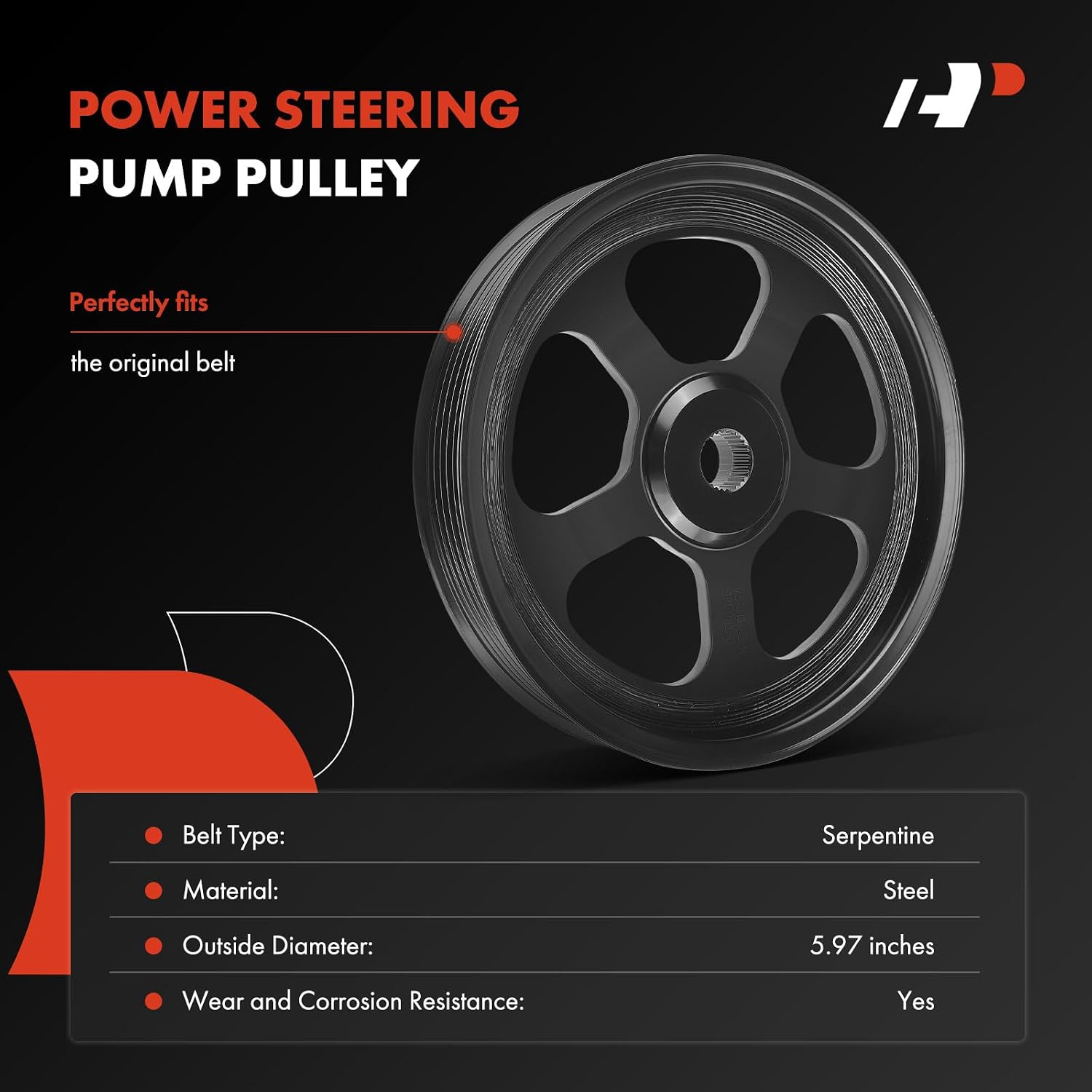A-Premium Power Steering Pump Pulley Compatible with Honda Accord 2003-2012, Odyssey 2005-2010, Pilot 2005-2011, Ridgeline 2006-2011 & Acura MDX 2003-2013, TL 2004-2008, ZDX 2010-2013, 3.2L 3.5L 3.7L