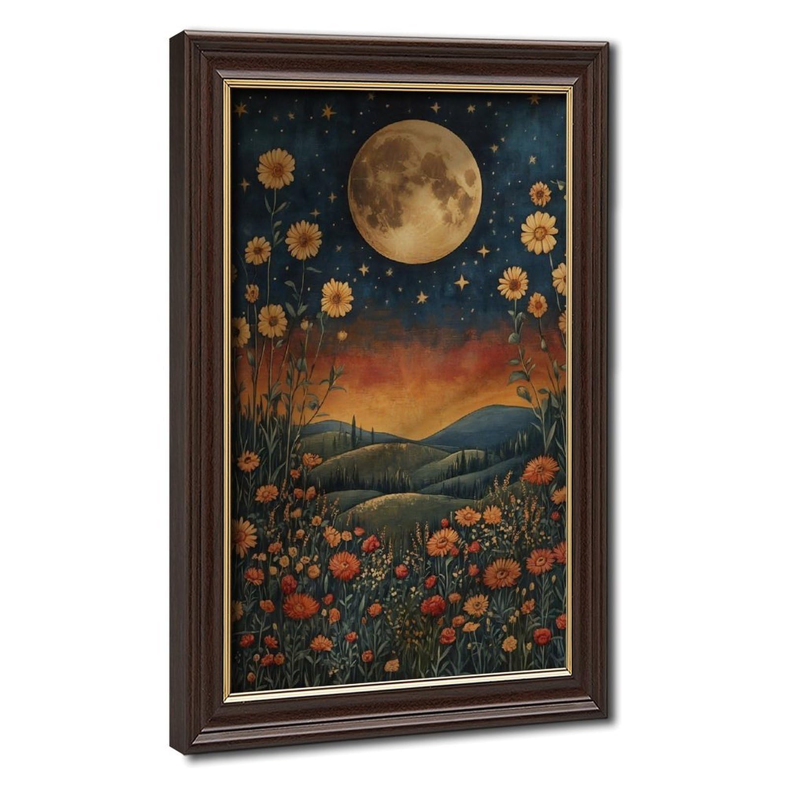 Bareronor Pink Celestial Moon (2) Canvas Poster Bedroom Decor Landscape Office Room Decor Gift 24" L X 36" W