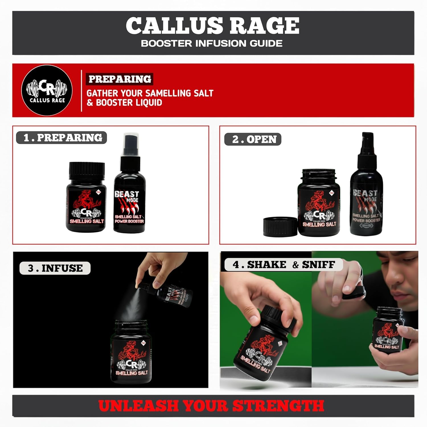 Callus Rage | No Pain No Gain Smelling Power Spray: Instant Ammonia Inhalant for Bodybuilding, Powerlifting, Extreme Focus, and Gym Energy. 1
