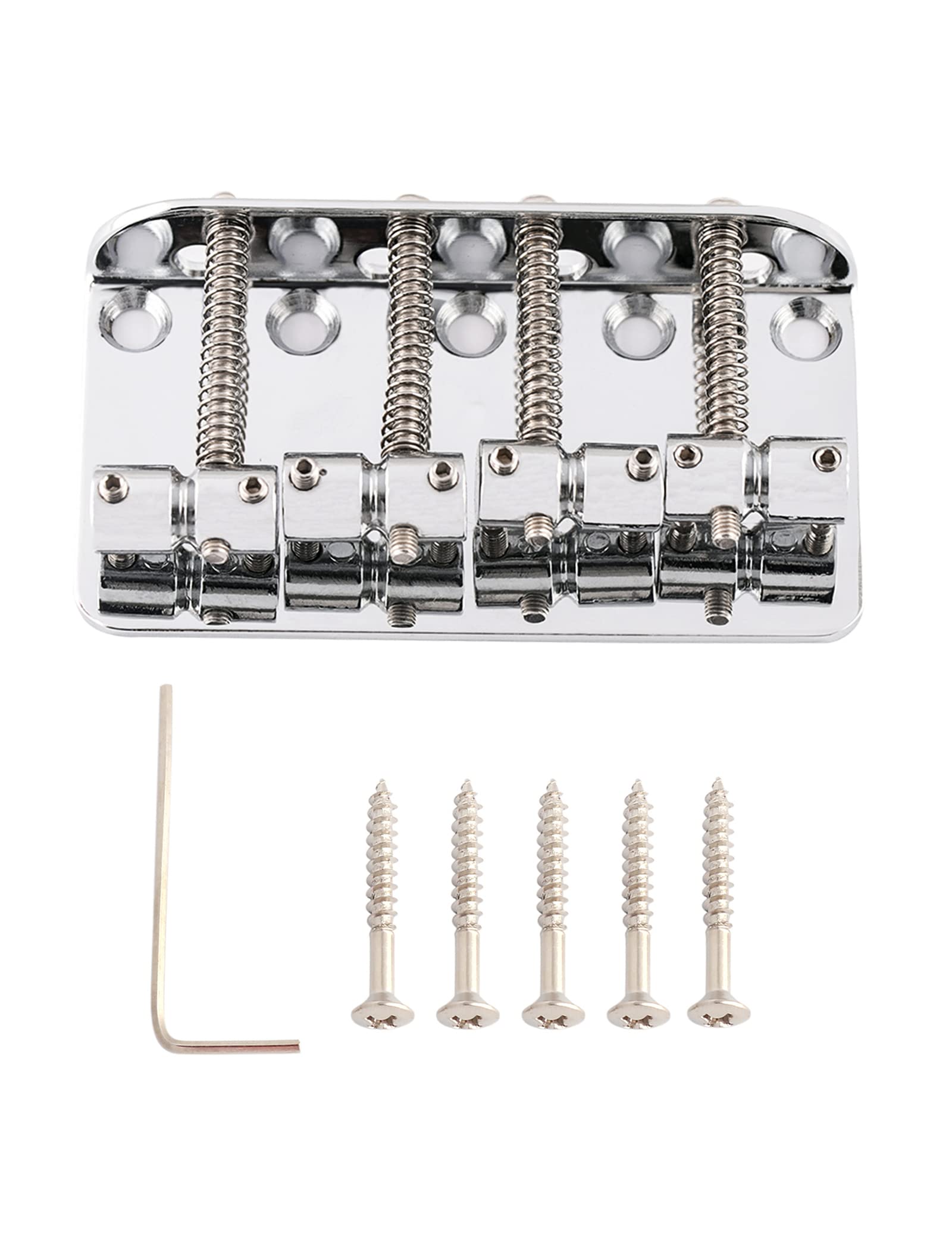 Rubatone 4 String Bass Bridge Top Load Bridge Hard Tail Steel Bridge for Jazz Bass Precision Bass P Bass Guitar Parts Accessories Chrome.