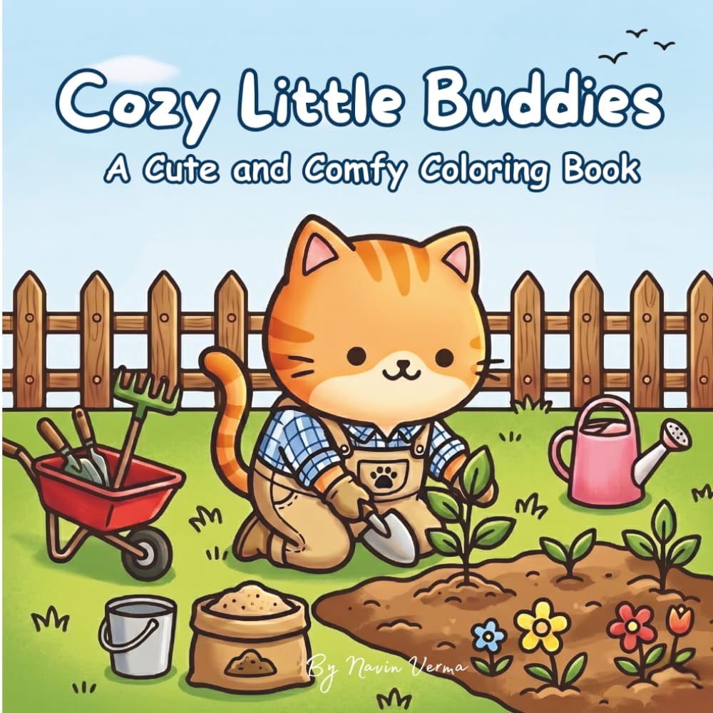 Cozy Little Buddies: A Relaxing Coloring Book for Kids & Adults Featuring the Heartwarming Daily Life of an Adorable Comfy Cat – Aesthetic Designs for Stress Relief