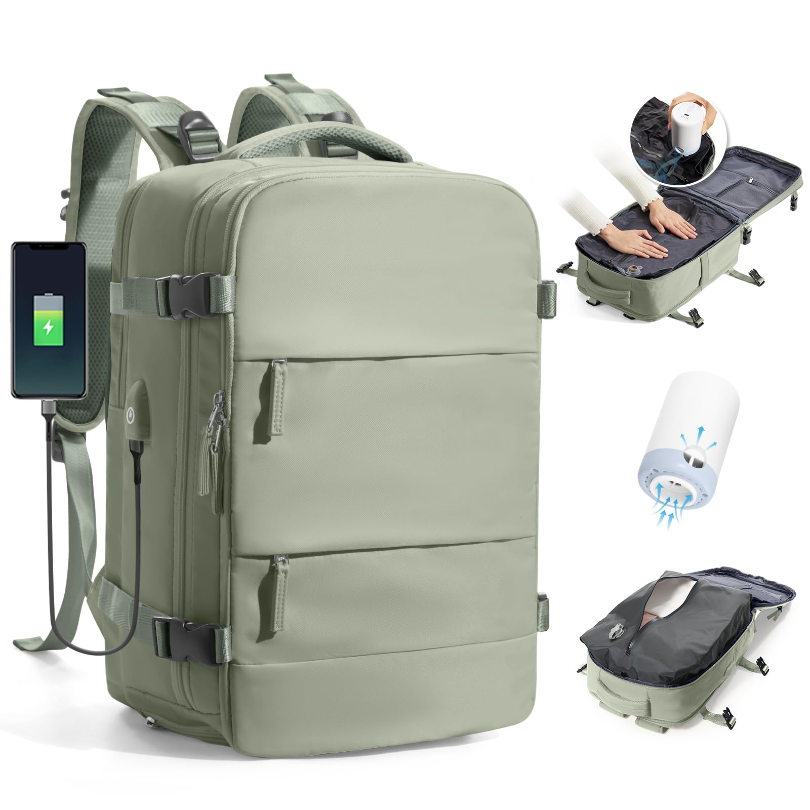 BJLFS Borse da Cabina per Ryanair 40x30x20 Zaino Wizzair Sottovuoto da viaggio 40x20x25 Bagaglio a Mano con compressione sottovuoto,Zaino Easyjet 45x36x20,Zaini Casual per laptop da 14 pollici