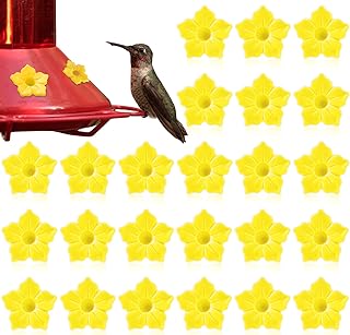Baderke Hummingbird Feeder Replacement Flowers Handheld Bird Feeder Replacement Parts Plastic Replacement Flowers for Outdoor Bird Feeders Hanging Bird Feeder Mason Jar (Yellow) product image
