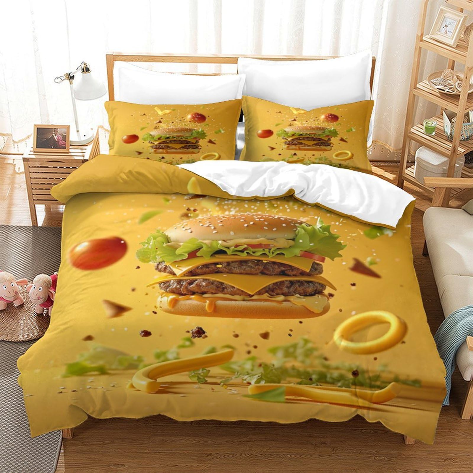Housses de couettes 3 pièces hamburger pour en finir avec les draps froids et rêches