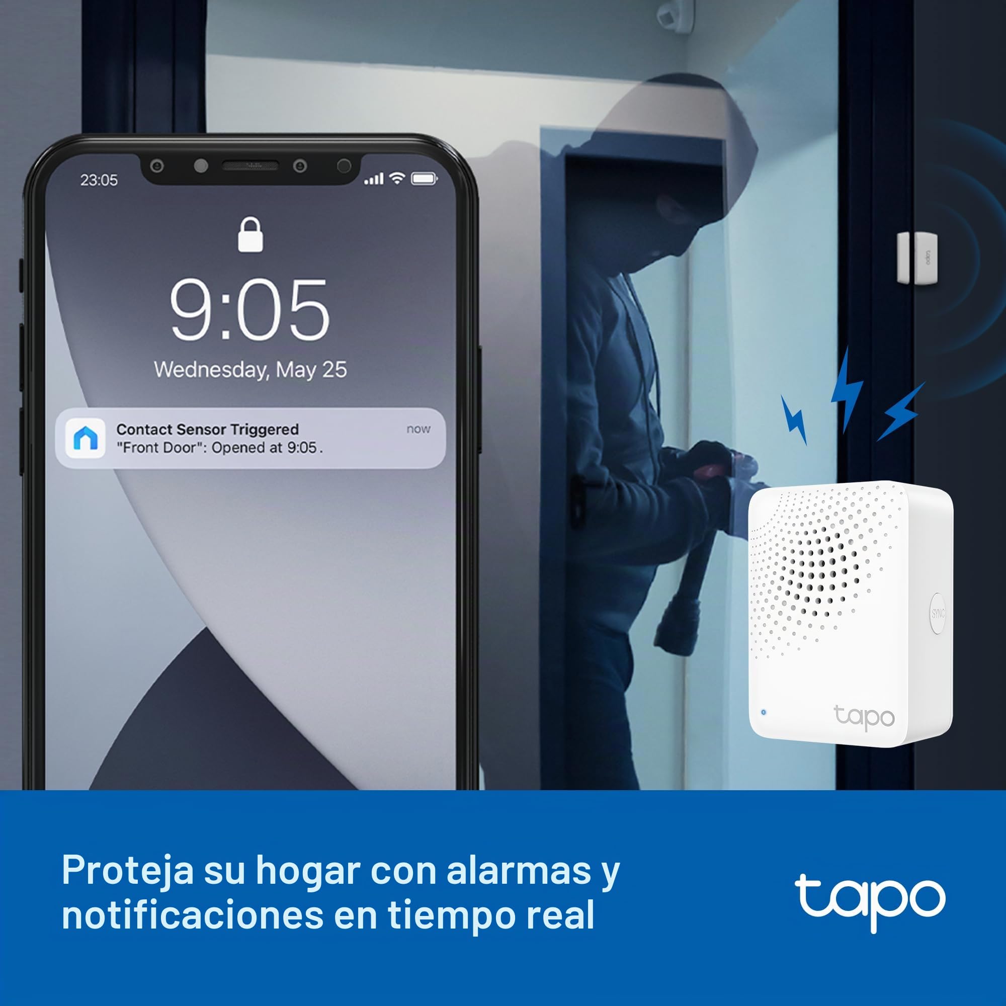 TP-Link Tapo Kit de inicio de sensor de puerta, compatible con Matter, sensor de contacto inteligente para ventana de puerta x 3, concentrador inteligente con timbre integrado, automatización
