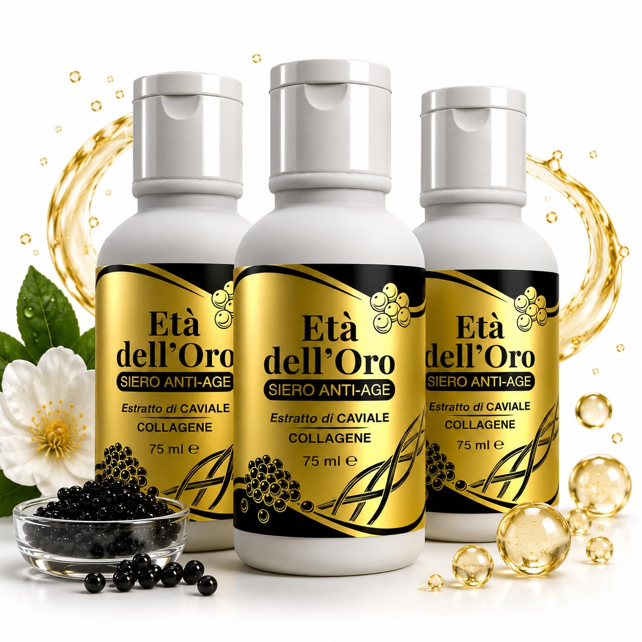 Età dell'Oro Crema Viso Antiage Oro Colloidale Caviale Collagene 225 ml | Oro colloidale, Estratto di caviale, Collagene marino, Acido ialuronico, Idratante, Rassodante, Antiage, 225 ml