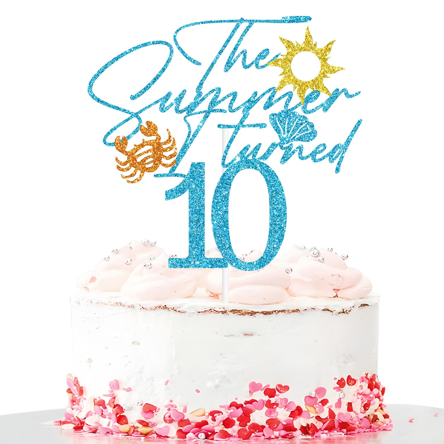 The Summer I Turned 10 Cake Topper, Summer 10th Birthday Cake Decor, Cheers to 10, Beach Theme Happy 10th Birthday Party Decorations for Boys Girls