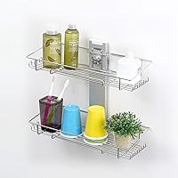 Vista 9 de Bath Beyond BATHBEYOND - Estante de ducha con ventosa de acero inoxidable 400, ajustable, sin perforaciones y adhesivo extra adhesivo para una